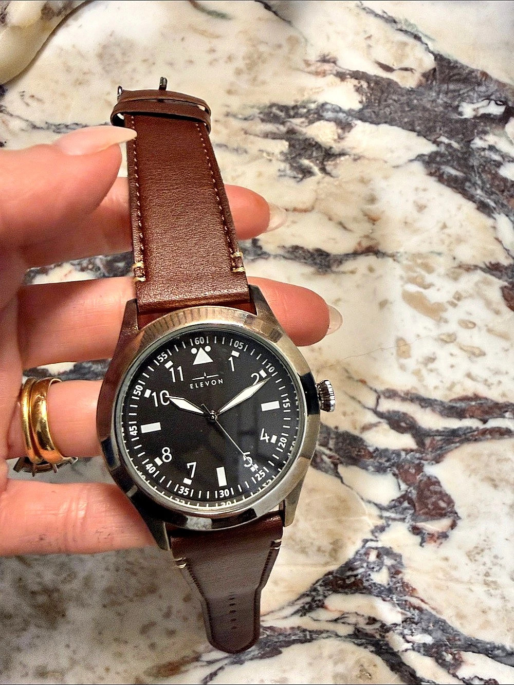 Brown Leather-Style Watch